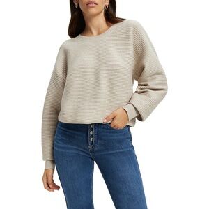 Good American Rib Crewneck Sweater in Oatmeal Heather001